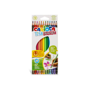Värvipliiatsid CARIOCA TITA, kustutuskummiga kustutatavad, 12 värvi