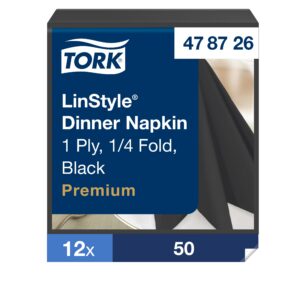 Õhtusöögisalvrätikud Tork LinStyle 4F must, 39 x 39 cm, 50 tk 478726