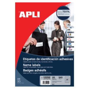 Etiketid Apli iseliimuvad tekstiilile A4, 63,5x29,6mm 20 lehte, ümarad nurgad