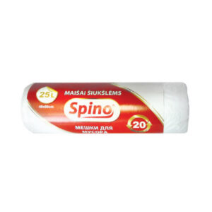 Prügikotid SPINO 60L, 12mic, HDPE, 64x84cm, 15 tk, valge
