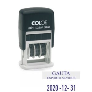 Tempel COLOP MINI DATER S160 (YYYY-MM-DD),must korpus, sinine padi