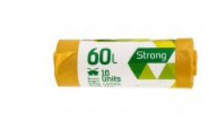 Prügikotid SORTEX 60L, 60x75cm, 30mic, LDPE, 10 tk, kollane