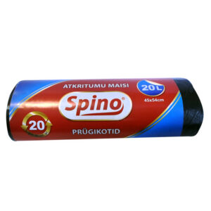 Prügikotid SPINO 20L, 20tk, 10mic HDPE, 45x56cm,must