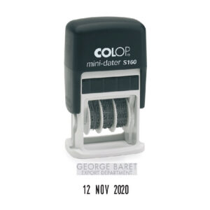 Tempel Colop S160 Dater D03, (DD.MONTH.YYYY), must korpus, kuiv padi