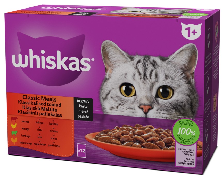 Whiskas 12-pakk 85g klassik.valik märgtoit