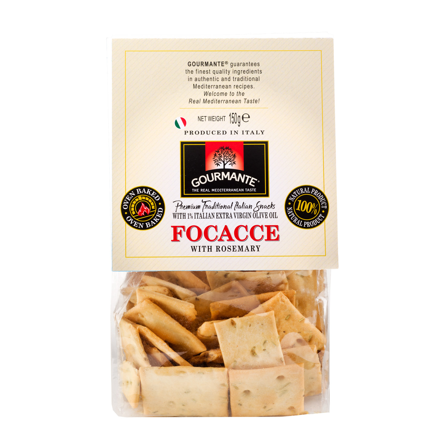 Traditsioonilised Itaalia kreekerid GOURMANTE Focacce, rosmariiniga, 150g