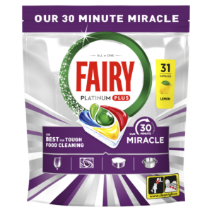 Nõudepesumasina kapslid  FAIRY Platinum+ Lemon Miracle, 31 tk