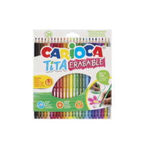 Värvipliiatsid CARIOCA TITA, kustutuskummiga kustutatavad, 24 värvi