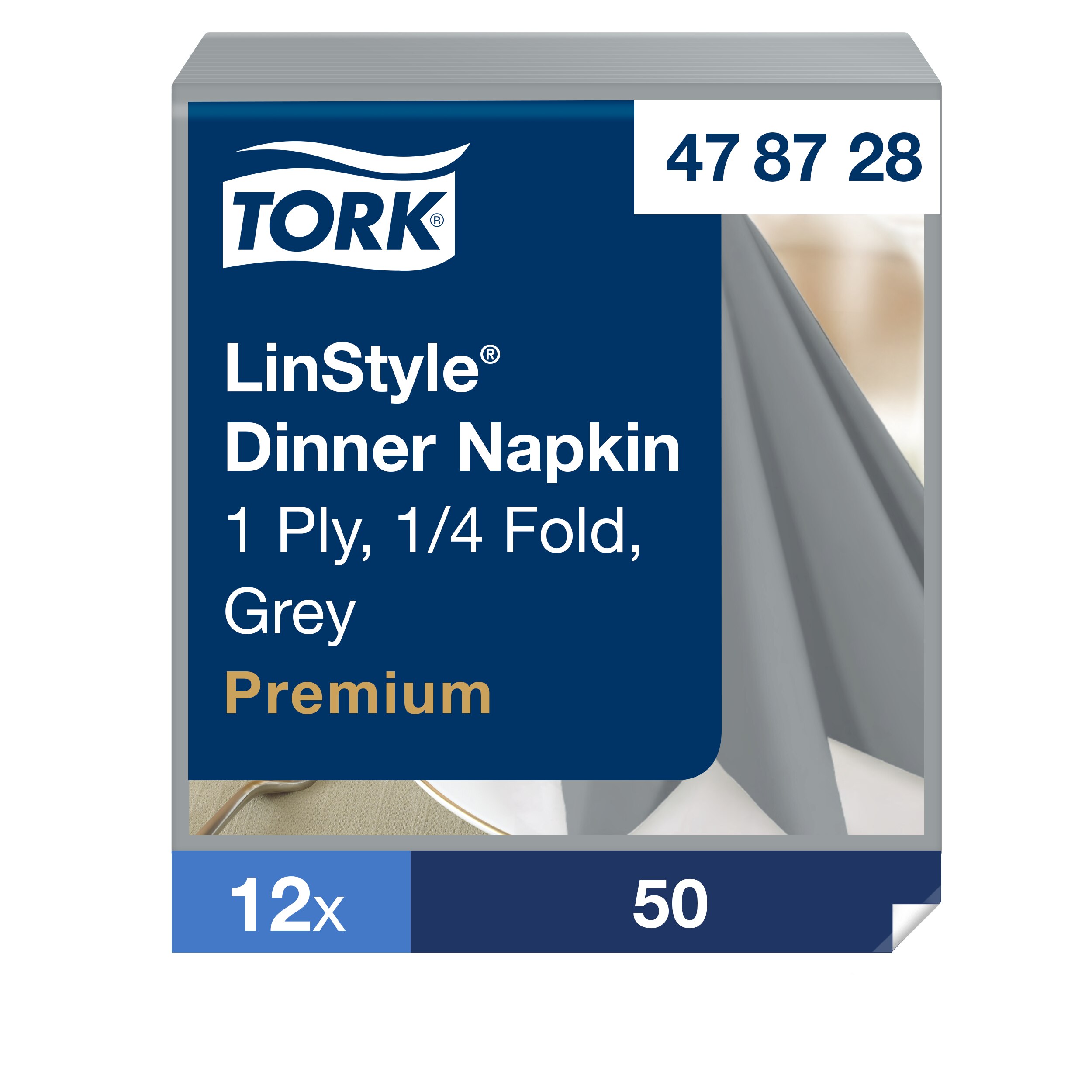 Õhtusöögisalvrätik Tork LinStyle 4F hall, 39 x 39 cm, 50 tk., 478728