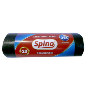 Prügikotid SPINO 35L, 20tk, 10mic HDPE, 55x68cm, must