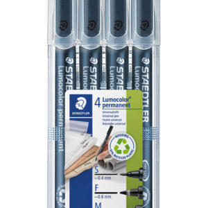 Marker permanentne Staedtler Lumocolor, 4tk, must
