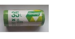 Prügikott SORTEX, 35 l, 30 mk, 50 x 60cm, roheline, 15 tk