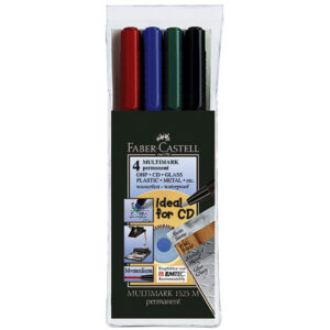 Marker permanentne CD/DVD-le, Faber-Castell Multimark M, 4-värvi kompl. - Image 1