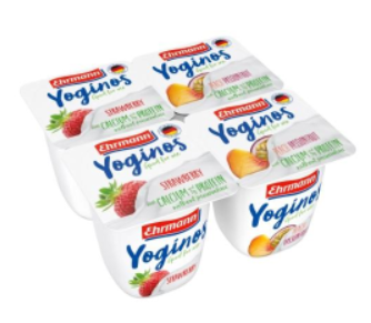 Jogurt EHRMANN Yoginos maasikas-virsik-passion, 4x100g