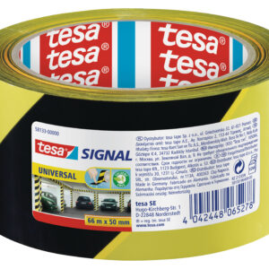 Ohutusteip Tesa, 66m x 50mm, must/kollane