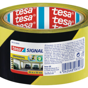 Ohutusteip Tesa, 66m x 50mm, must/kollane