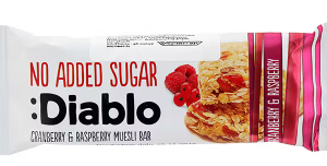 Müslibatoon DIABLO, jõhvika- ja vaarikamaitseline, ilma suhkruta, 30g