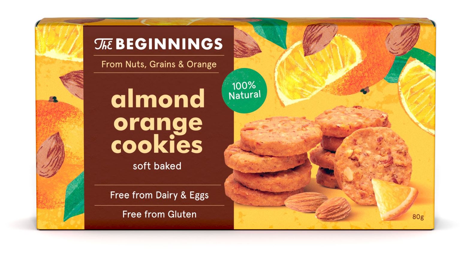 Vegan mandliküpsised The Beginnings, apelsiniga 80g