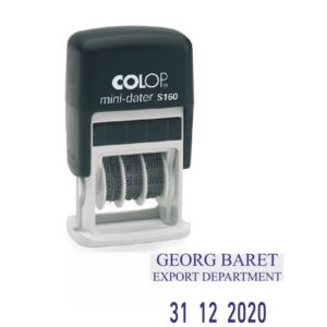 Tempel Colop S160 Dater D03, must korpus, sinine padi