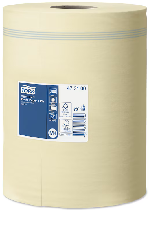 Rullpaberrätikud Tork Basic M4 Reflex, 1-kih, 20,5x35cm, 300m, kollane, 473100